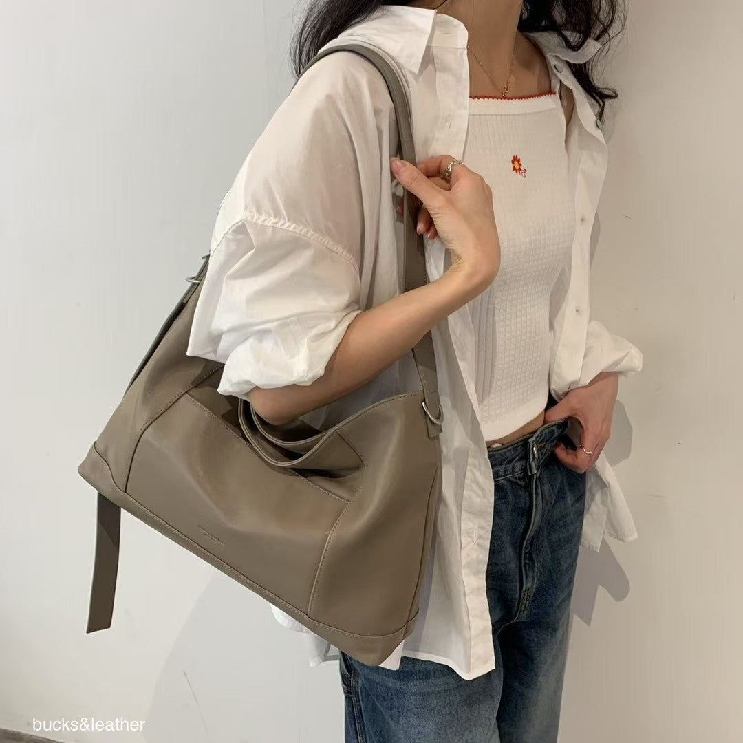 MZ847 LEATHER SQUARE TOTE BAG / 5 COLORS