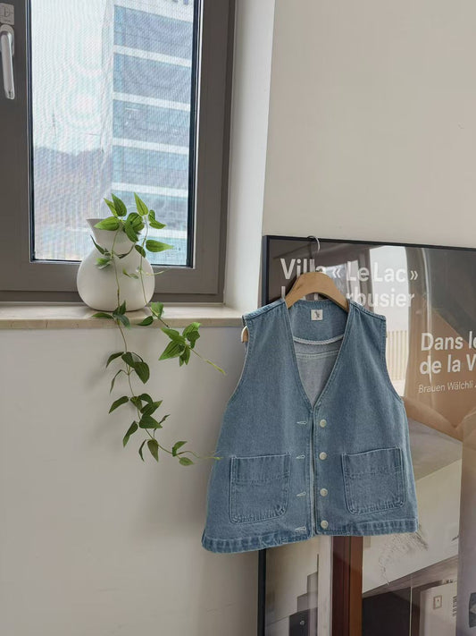 MB051 V-NECK DENIM VEST