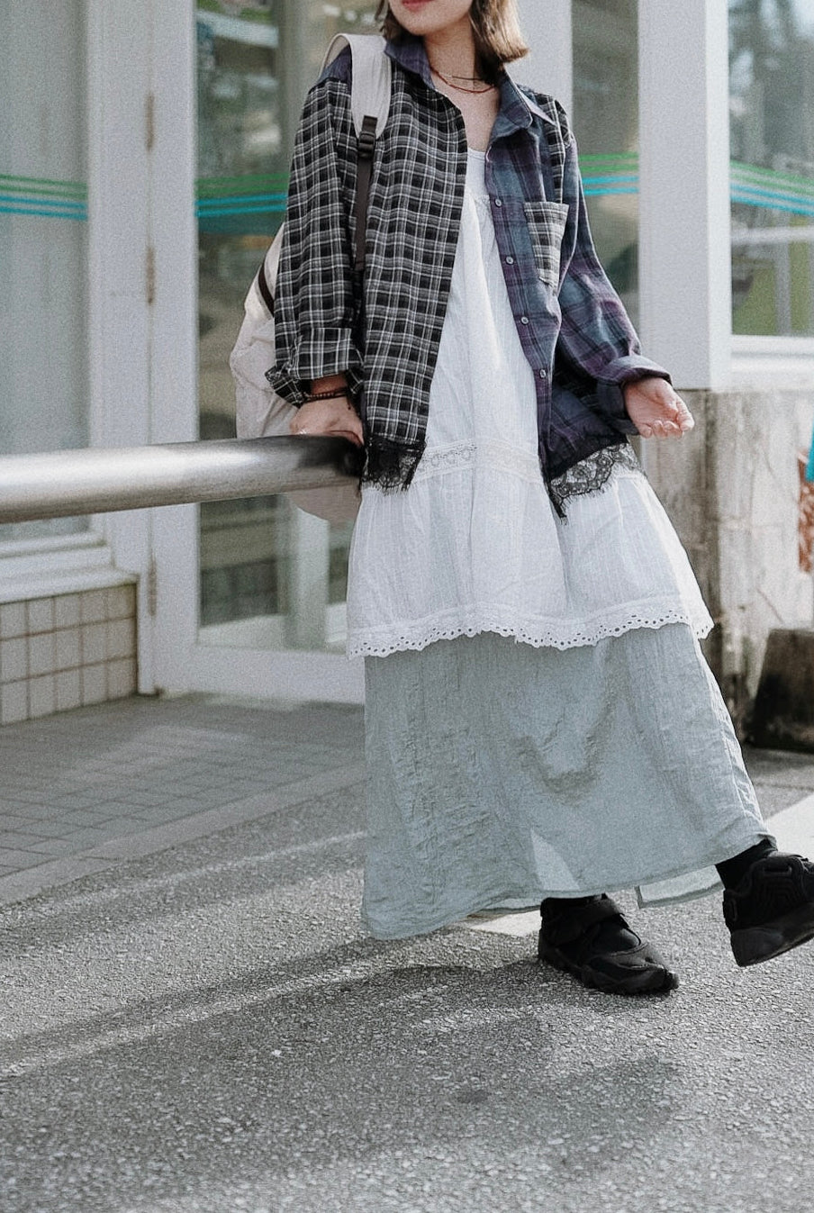 MB055 FLANNEL PATCHWORK LACE SHIRT