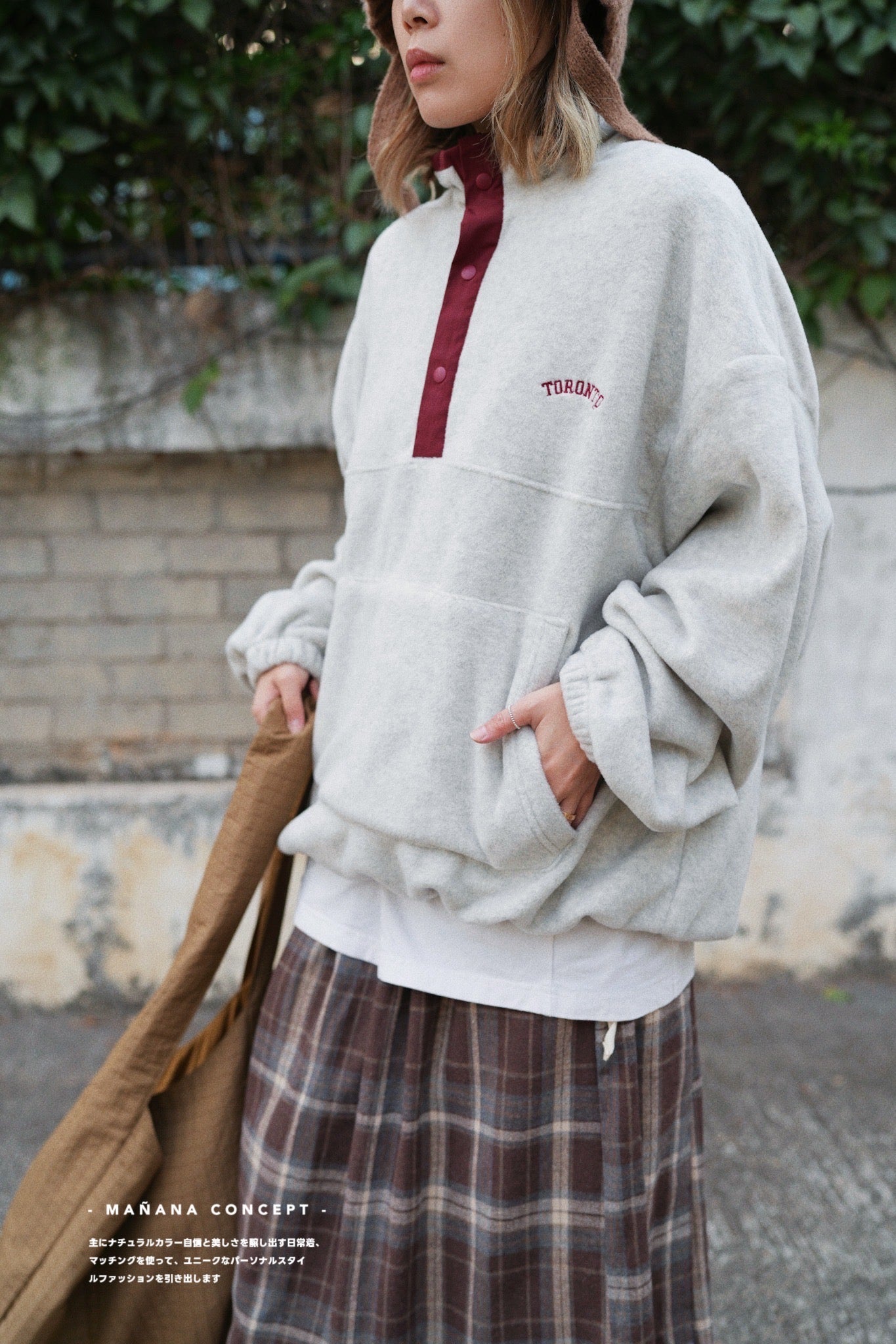 MZ585 CONTRASTED FLEECE PULLOVER