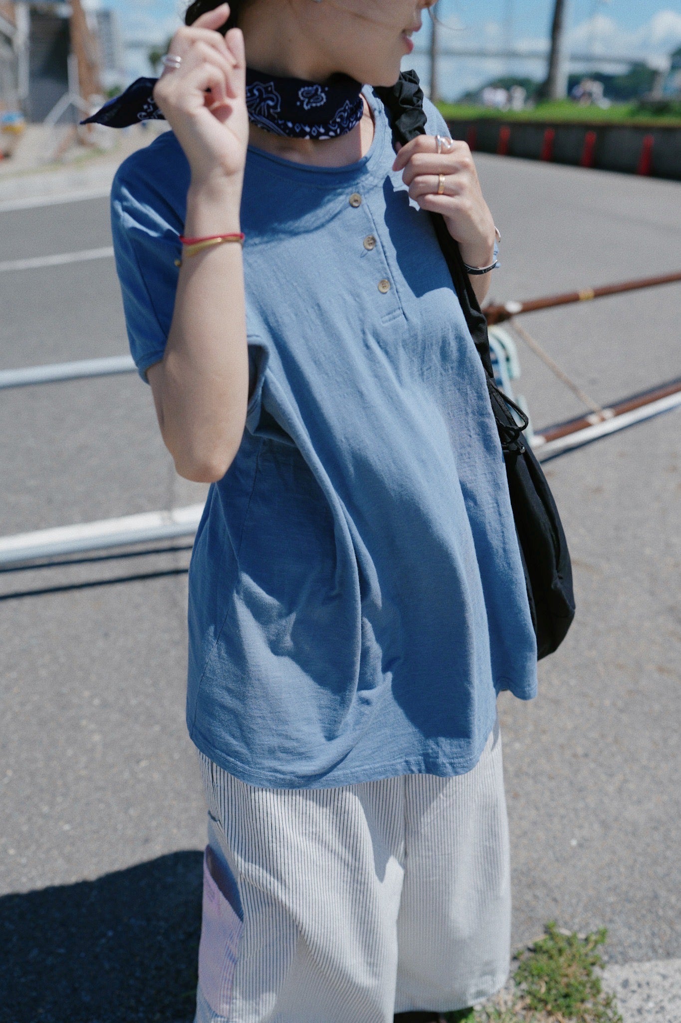 MZ822 HENLEY NECK COTTON TOP