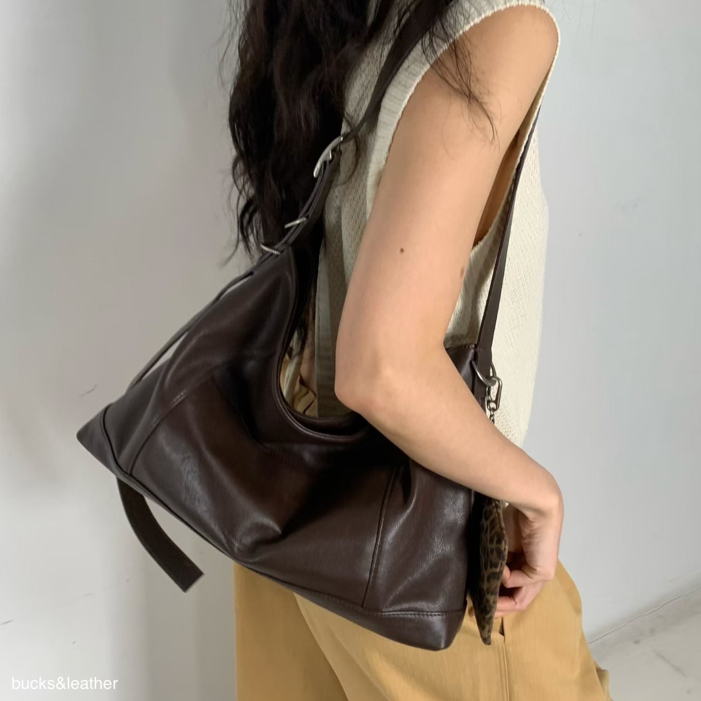 MZ847 LEATHER SQUARE TOTE BAG / 5 COLORS