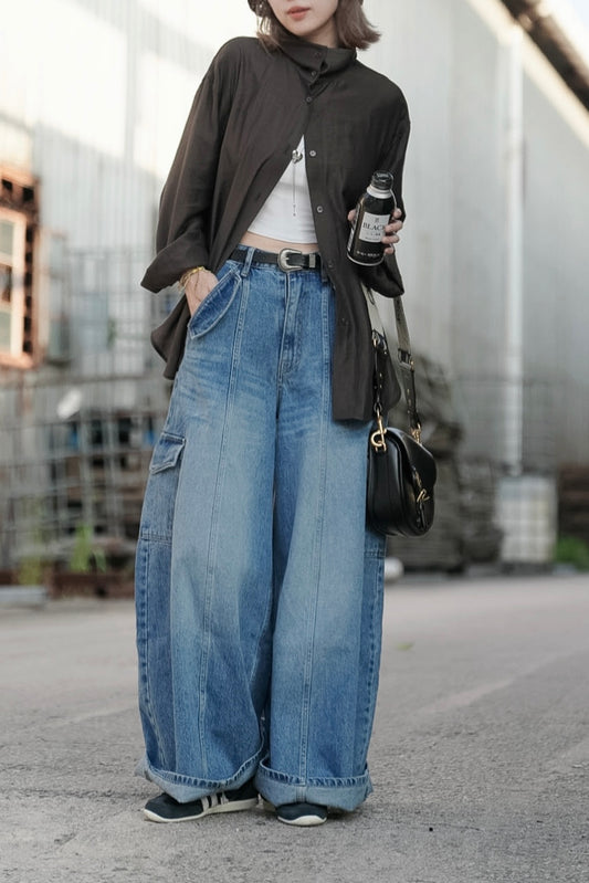 MB063 LOOSE FIT CARGO DENIM JEANS