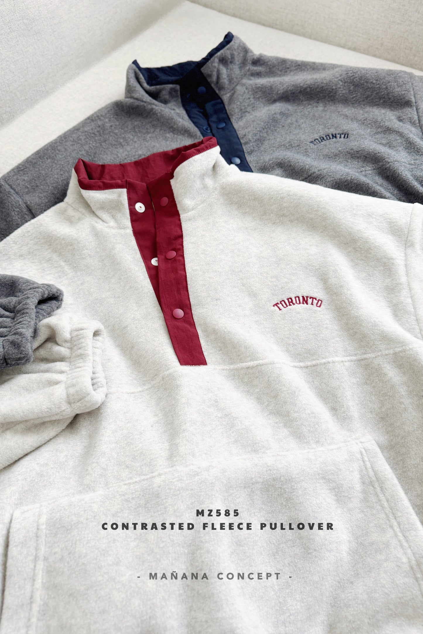 MZ585 CONTRASTED FLEECE PULLOVER