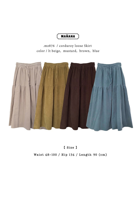 MZ876 CORDUROY LOOSE SKIRT