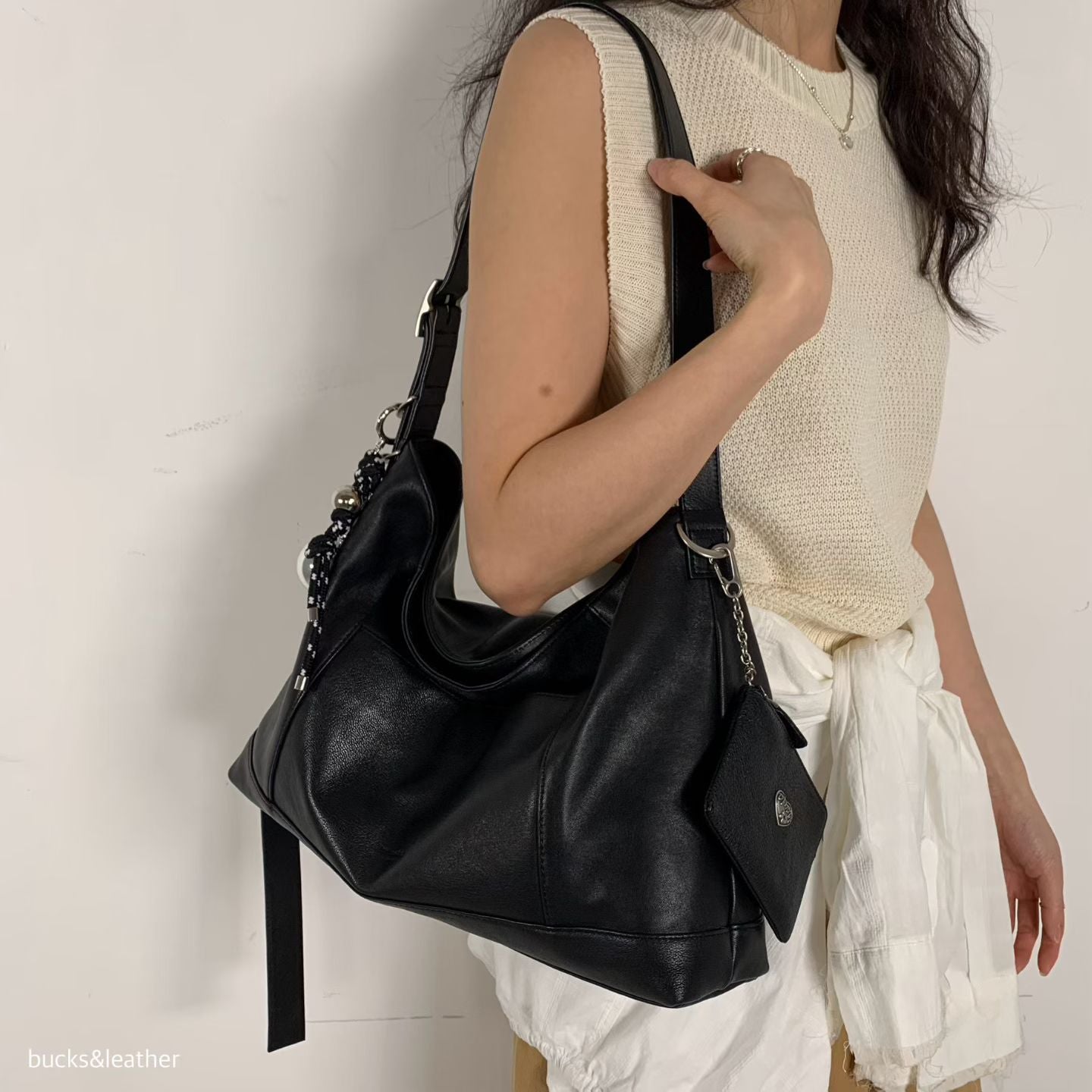 MZ847 LEATHER SQUARE TOTE BAG / 5 COLORS
