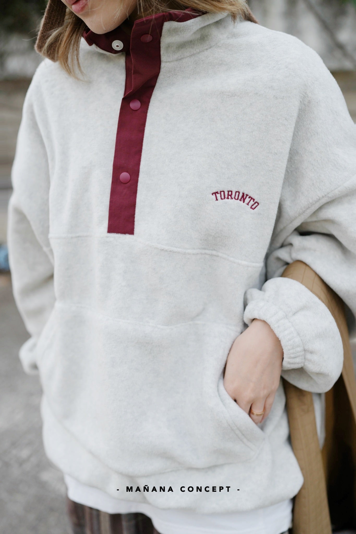 MZ585 CONTRASTED FLEECE PULLOVER