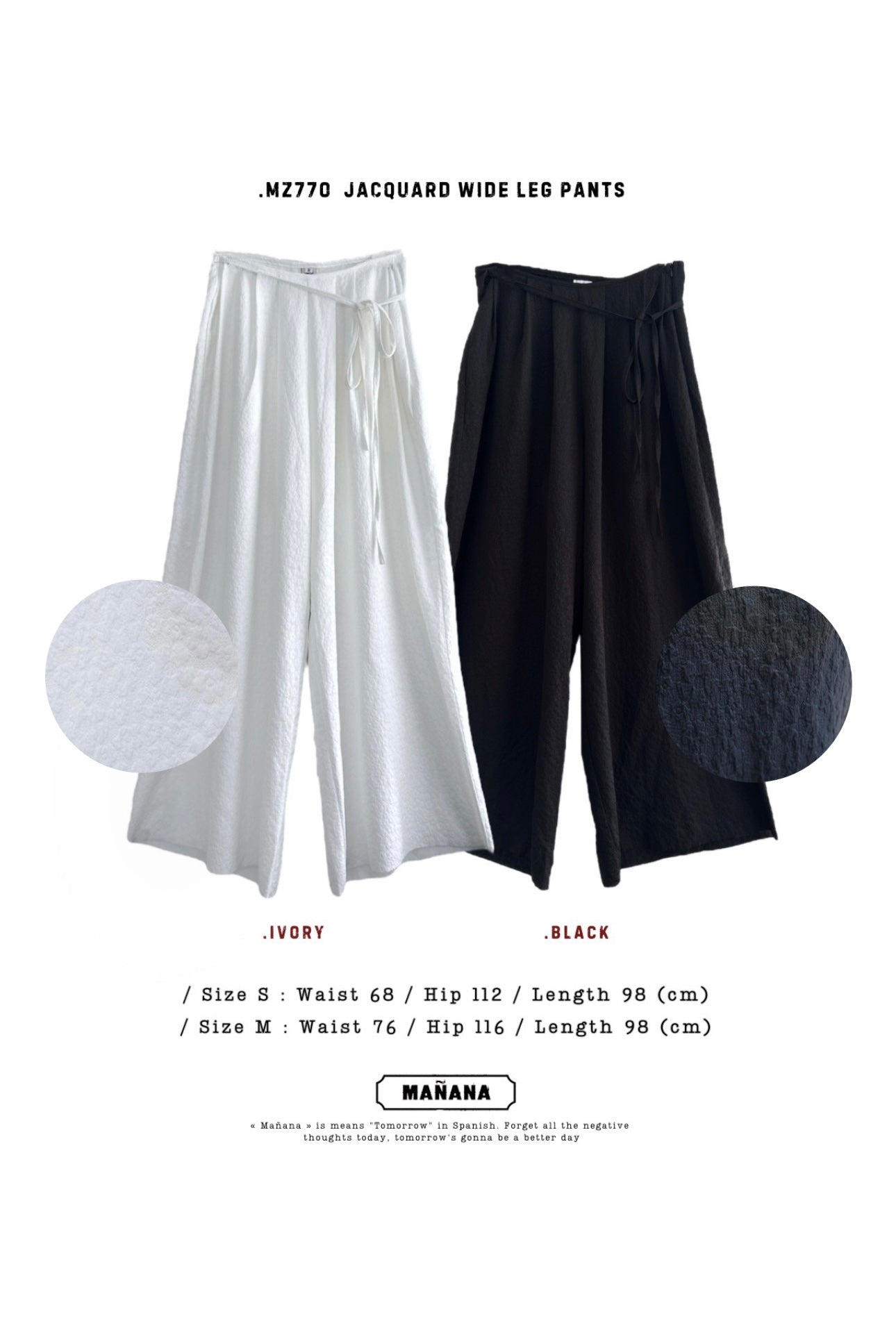 MZ770 JACQUARD WIDE LEG PANTS