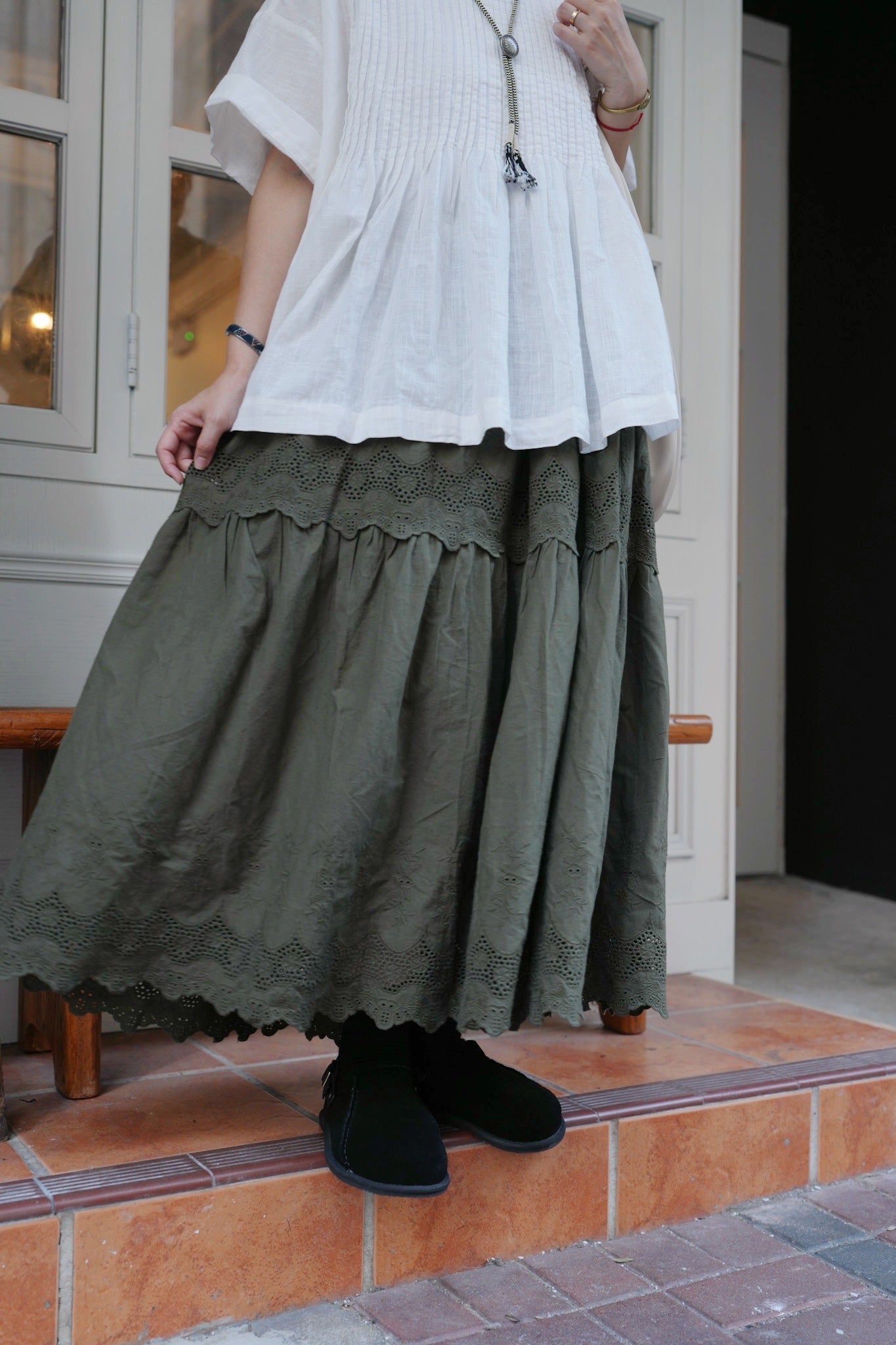 CA903 LAYERED EMBROIDERY SKIRT