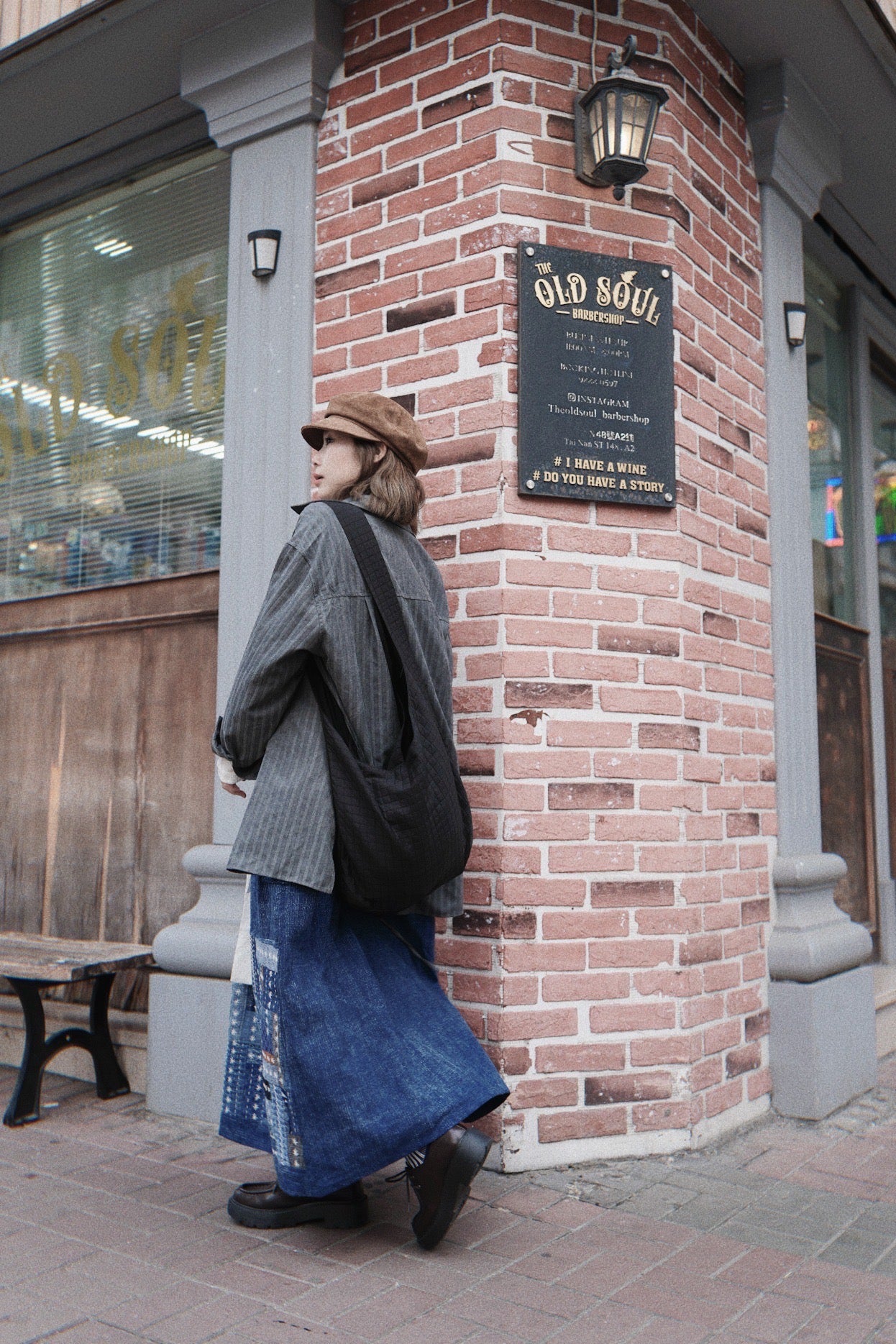 NA463 INDIGO SASHIKO PATCHWORK SKIRT