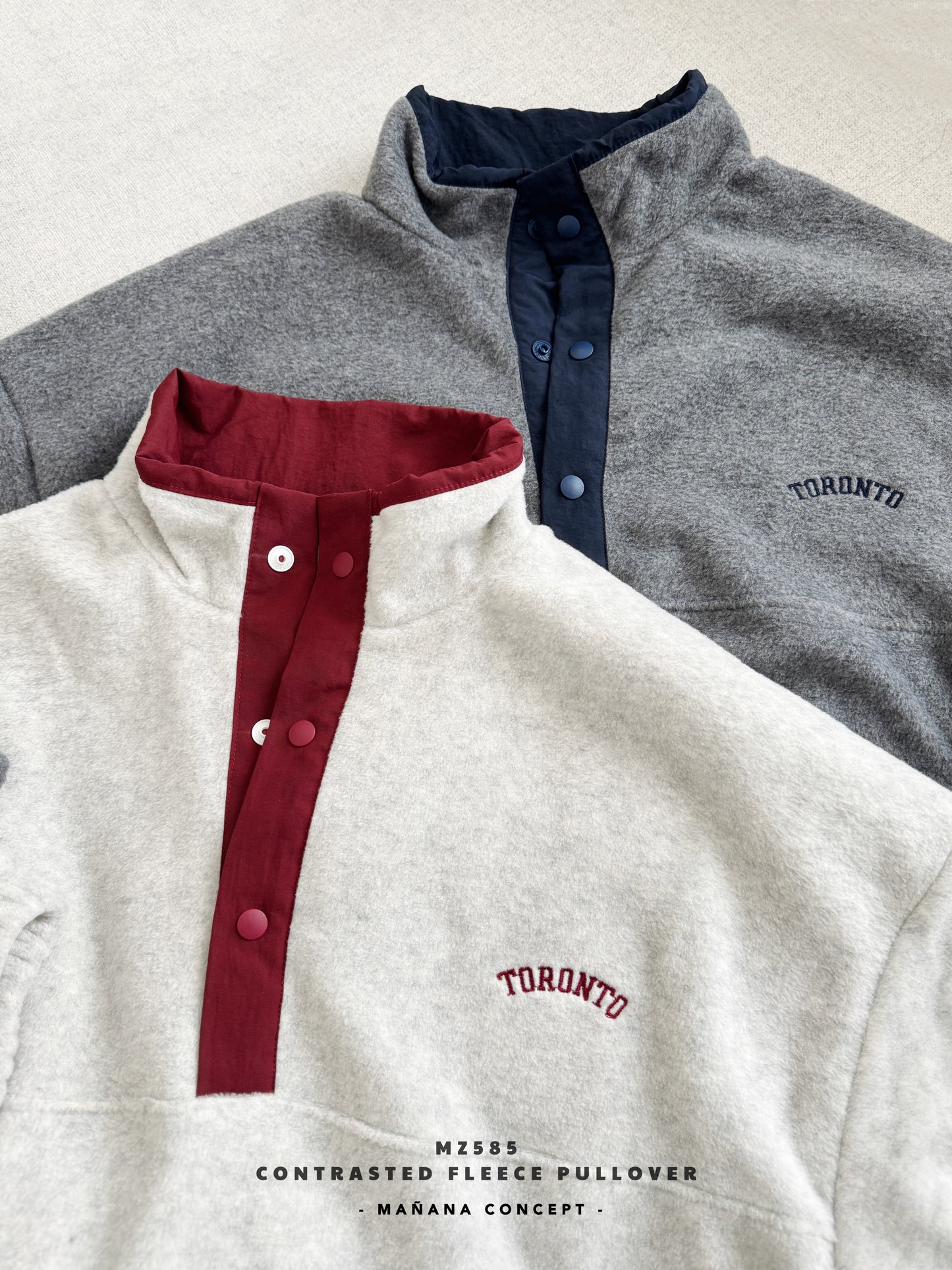 MZ585 CONTRASTED FLEECE PULLOVER
