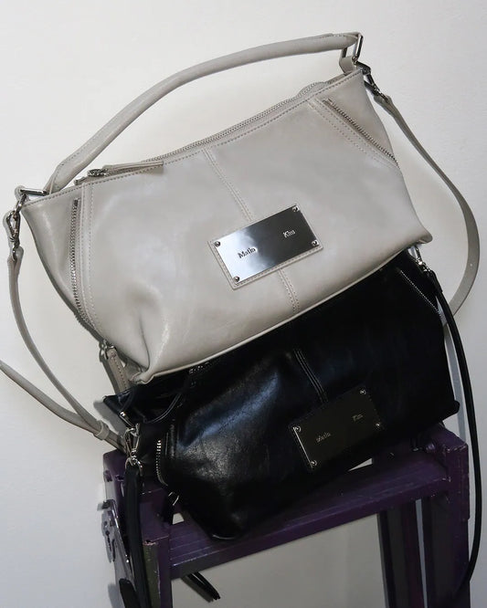 ❗️斷貨王❗️MATIN KIM SIDE ZIPPER SHOULDER BAG - BLACK/GREY/DK BROWN