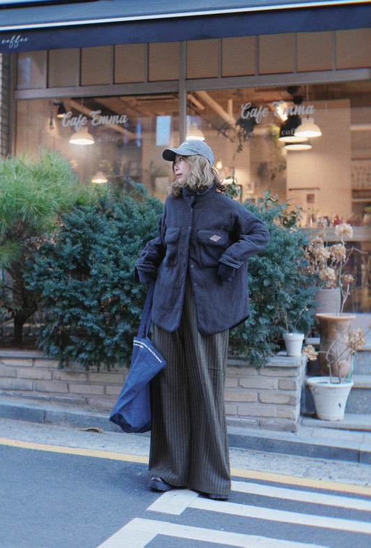 MZ936 HIGH-WAISTED SUEDE STRIPED PANTS