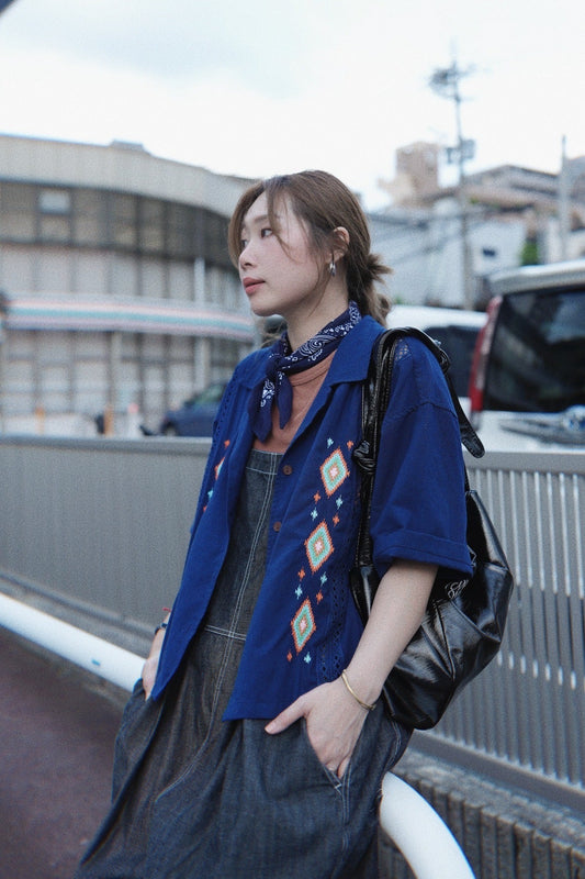 MZ818 NATIVE EMBROIDERED LACE SHIRT