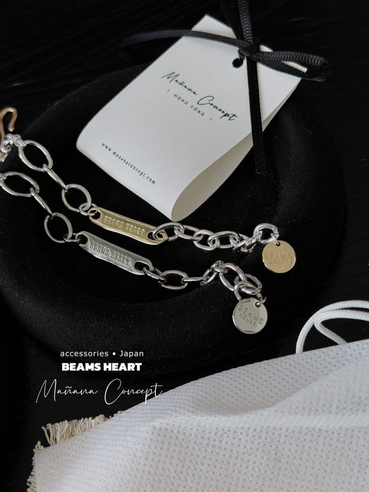 BEAMS HEART - LOGO PLATE CHAIN BRACELET