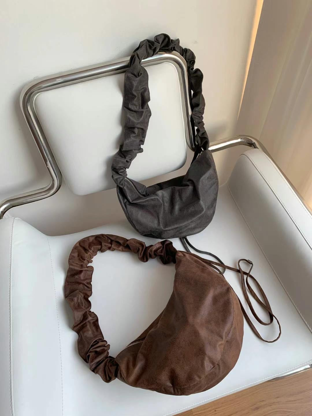 MZ820 RUCHED SUEDE HOBO BAG