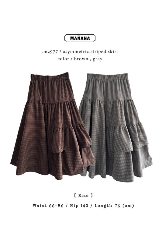 MZ977 ASYMMETRIC STRIPED SKIRT