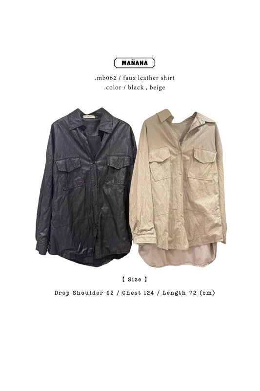MB062 FAUX LEATHER SHIRT