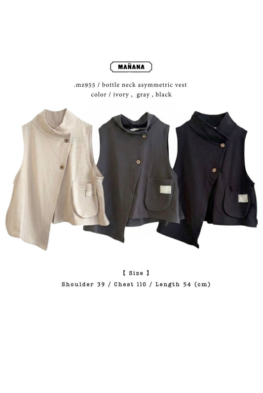 MZ955 BOTTLE NECK ASYMMETRIC VEST