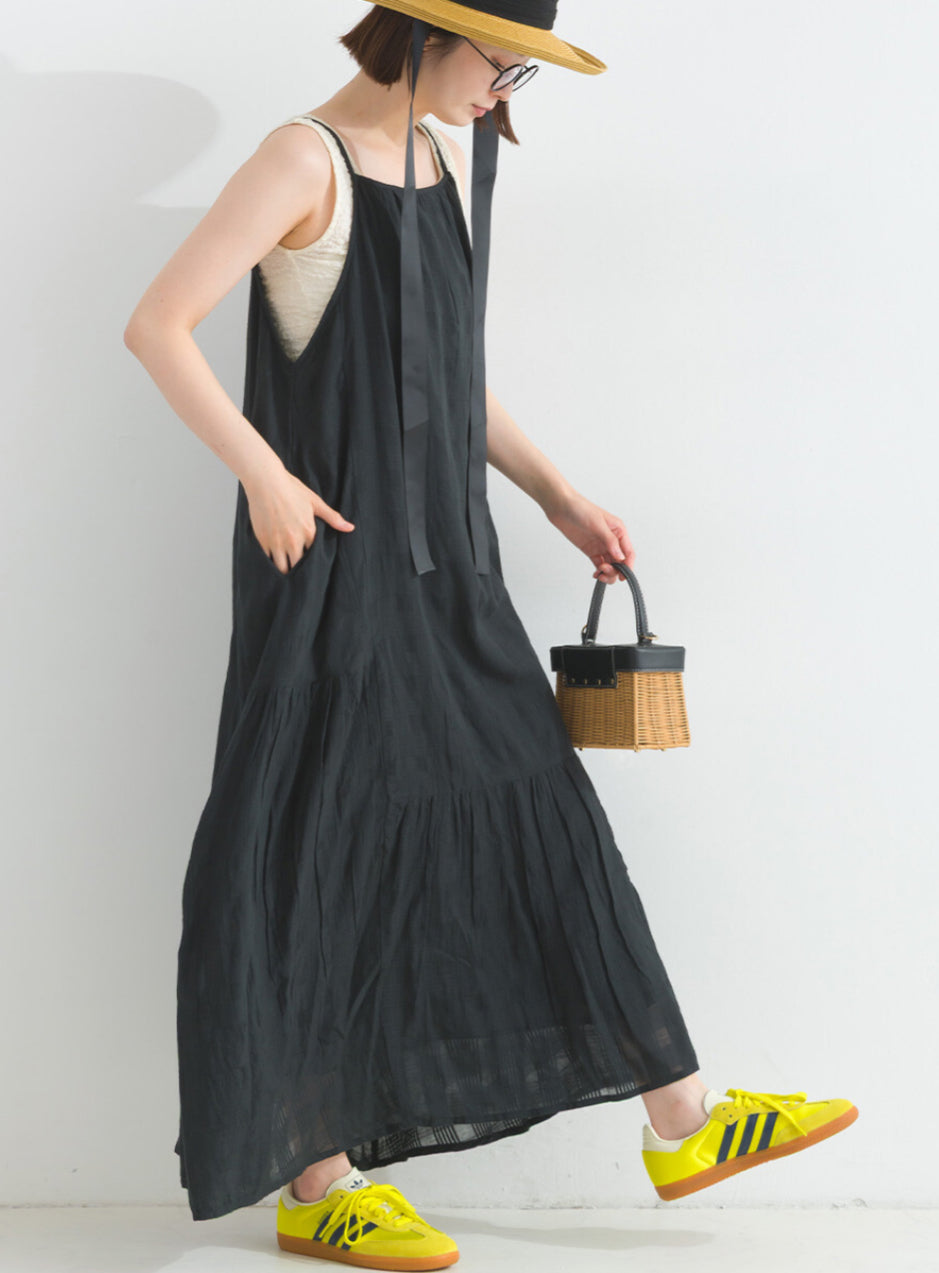 NA452 SHEER CHECKED ONE PIECE DRESS