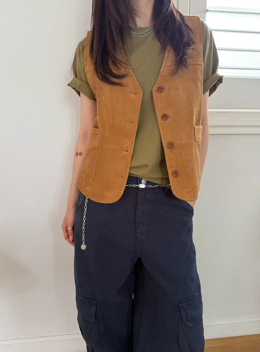 MZ849 V-NECK CORDUROY VEST
