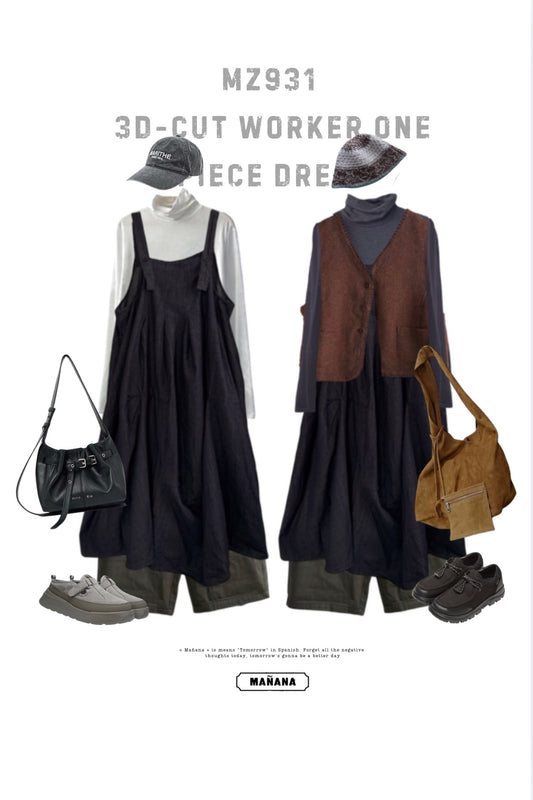 MZ931 3D-CUT WORKER ONE PIECE DRESS
