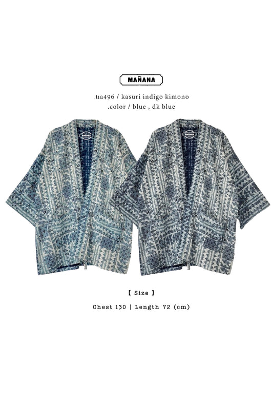 NA496 KASURI INDIGO KIMONO
