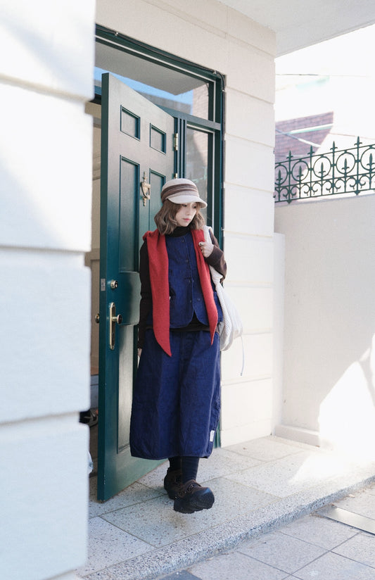 MZ925 1+1 PADDED DENIM VEST WITH SKIRT SET