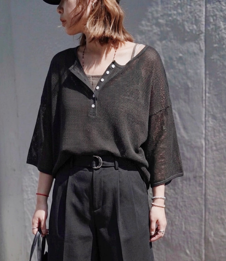 NA484 2WAY COTTON MESH PULLOVER