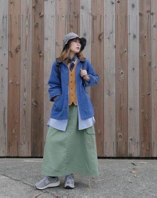 MZ848 CONTRASTED-COLLAR WORKER JACKET