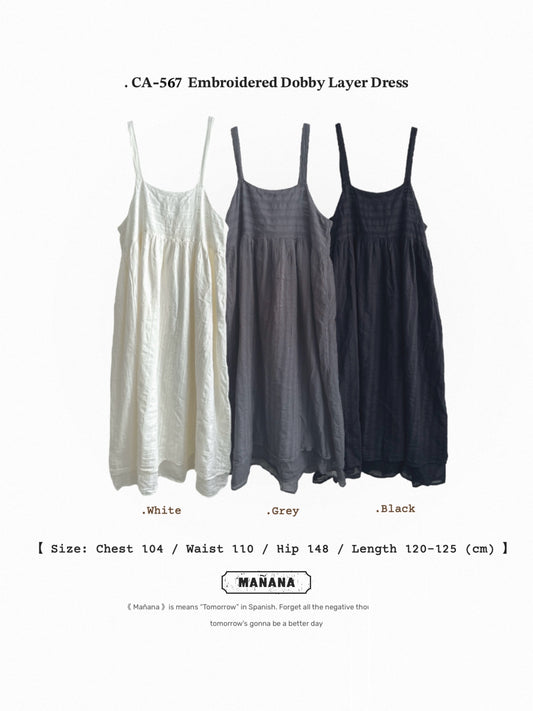 CA567 Embroidered Dobby Layer Dress