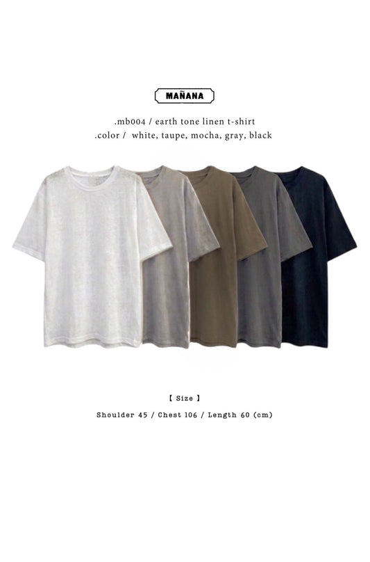 MB004 EARTH TONE LINEN T-SHIRT 【 2件減-$20, 4件減-$50 】