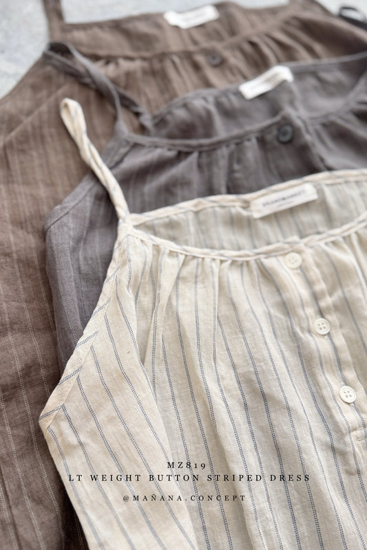 MZ819 LT WEIGHT BUTTON STRIPED DRESS