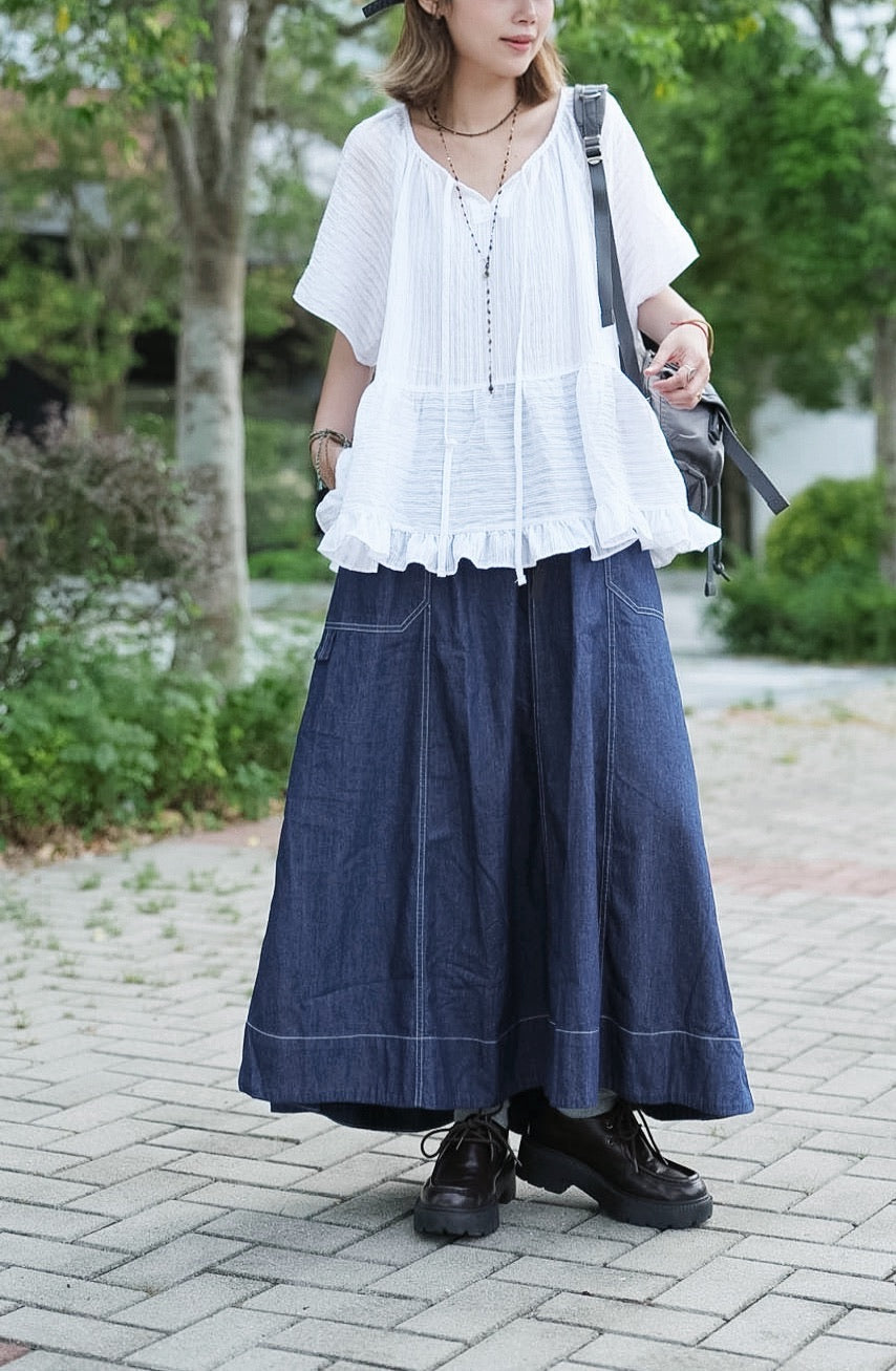 CB130 BELTED DENIM SKIRT