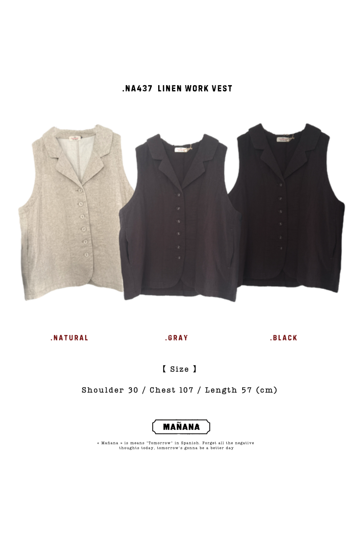 NA437 LINEN WORK VEST