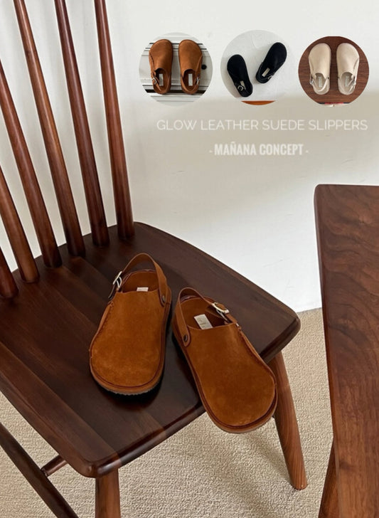 MZ628 GLOW LEATHER SUEDE SLIPPERS