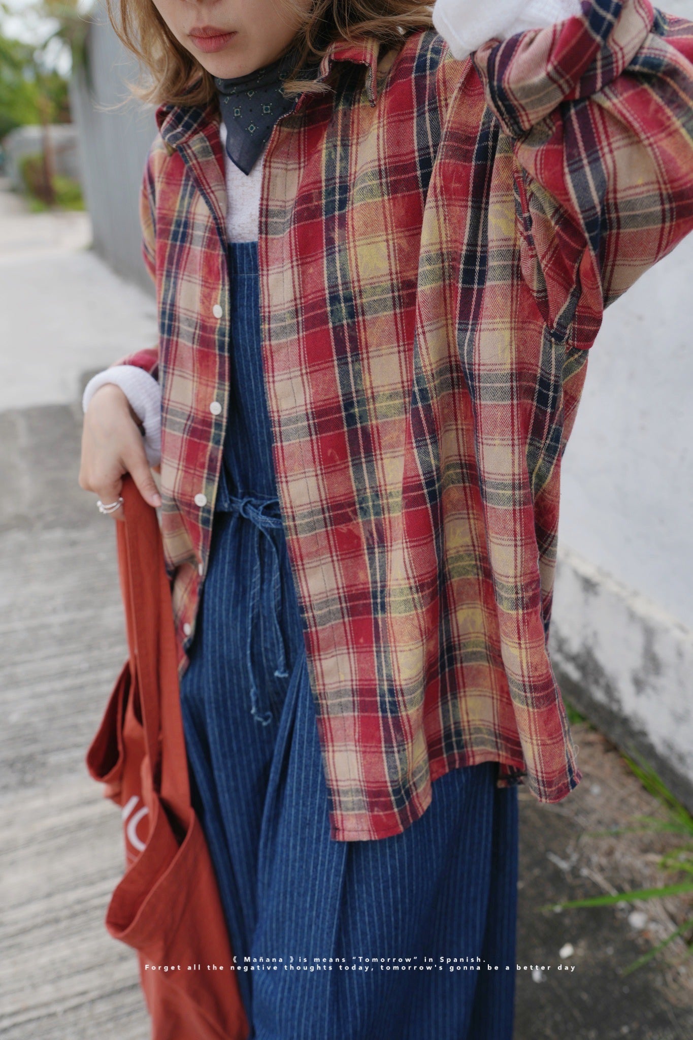 MZ629 BLEACHED PLAID SHIRT