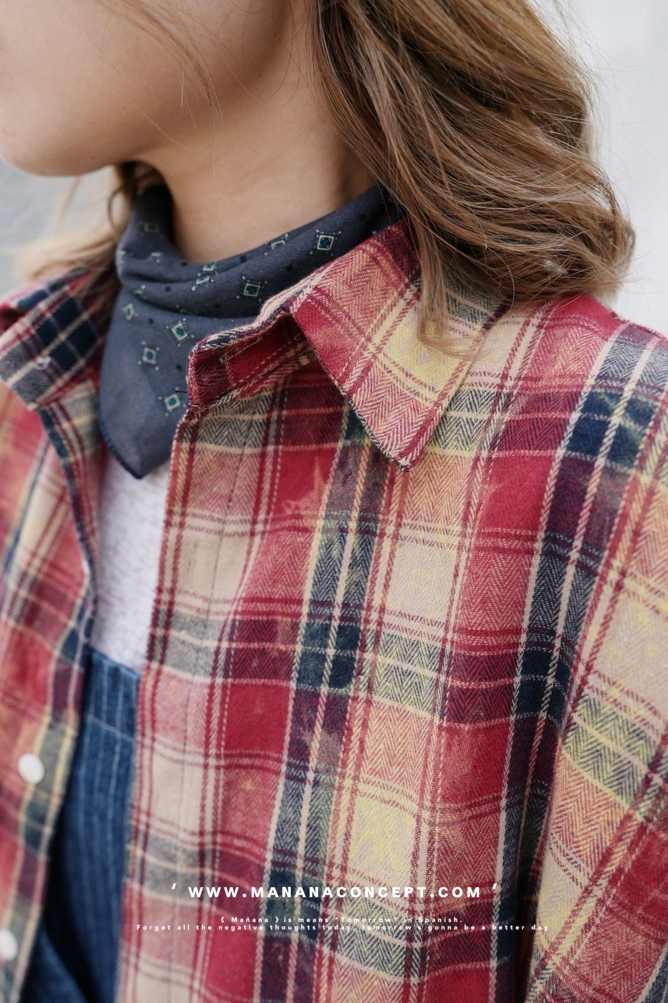 MZ629 BLEACHED PLAID SHIRT