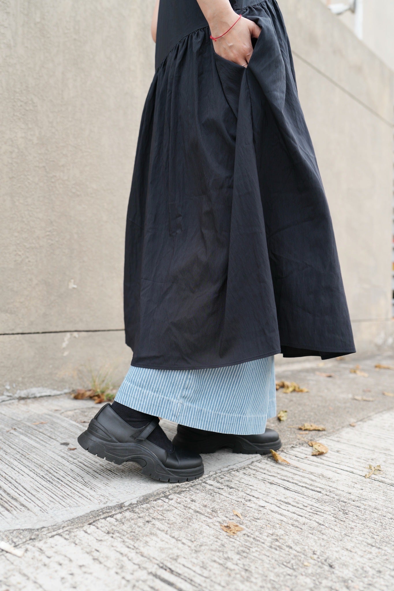 MZ632 DENIM HICKORY STRIPE WIDE LEG PANTS
