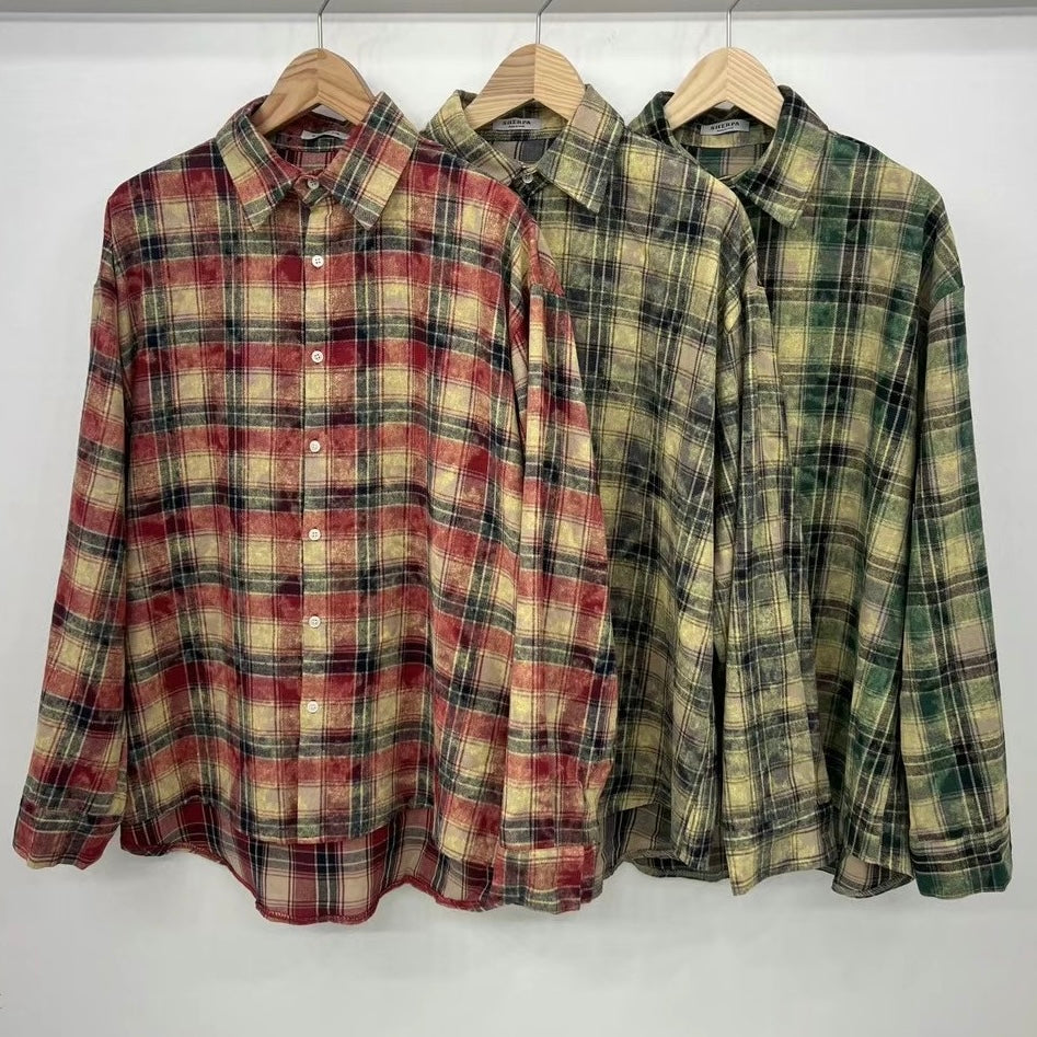 MZ629 BLEACHED PLAID SHIRT