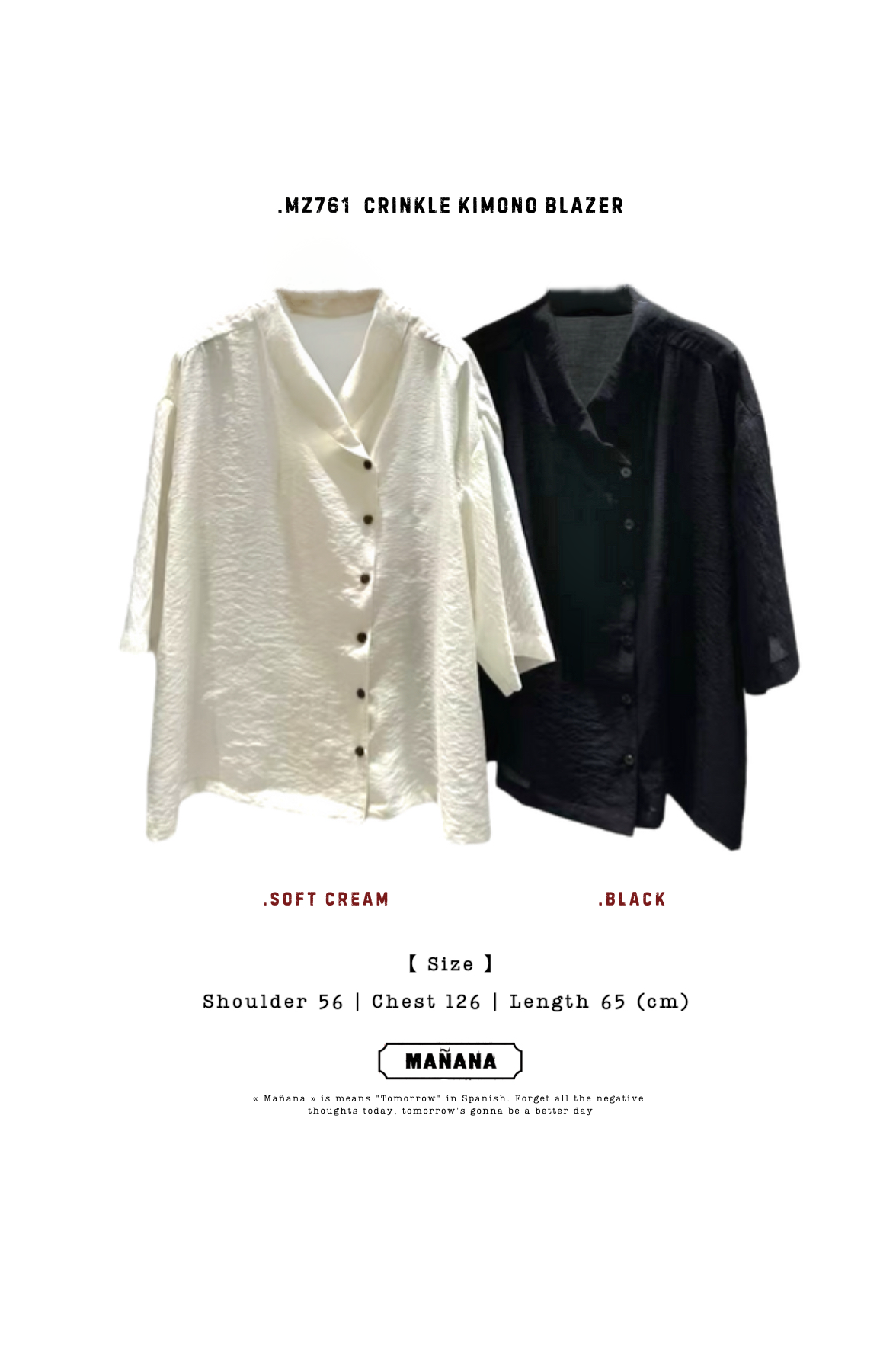 MZ761 CRINKLE KIMONO BLAZER
