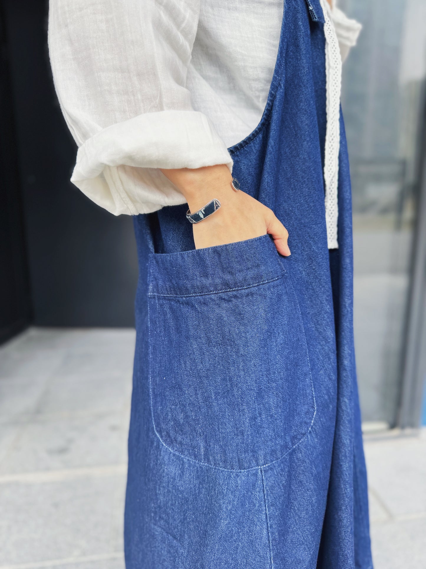 CA-590 Denim Pocket Jumper Dress