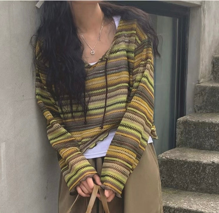 MZ512 STRIPED MESH TOP