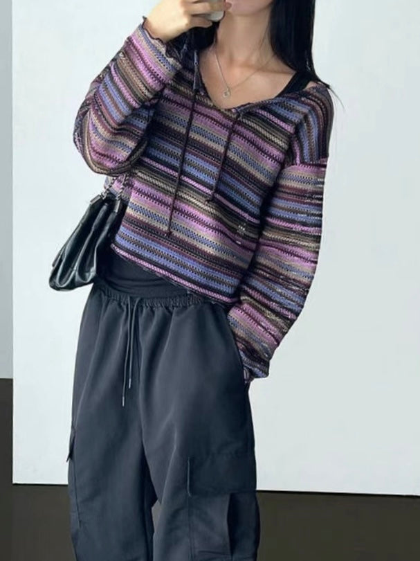 MZ512 STRIPED MESH TOP