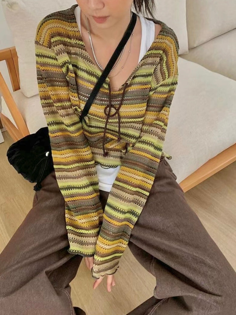 MZ512 STRIPED MESH TOP