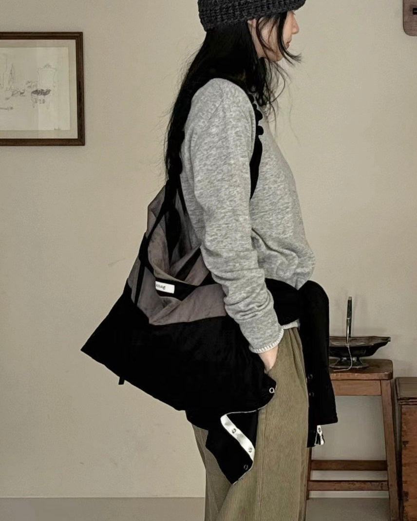 MZ544 Contrasted Suede Tote