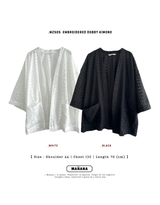 MZ505 EMBROIDERED DOBBY KIMONO