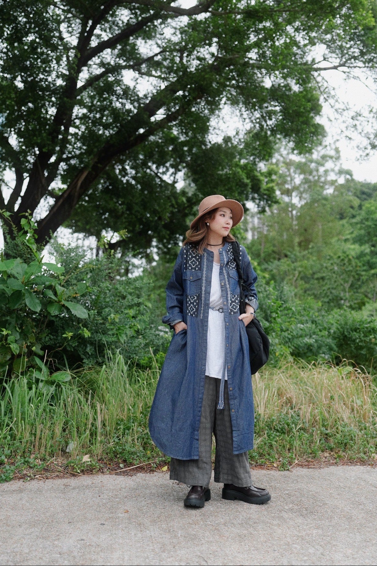 NA459 EMBROIDERED DENIM DRESS