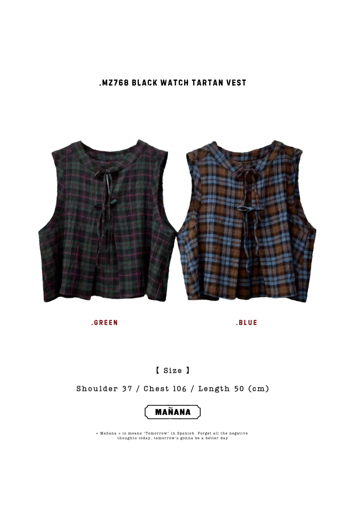 MZ768 BLACK WATCH TARTAN VEST