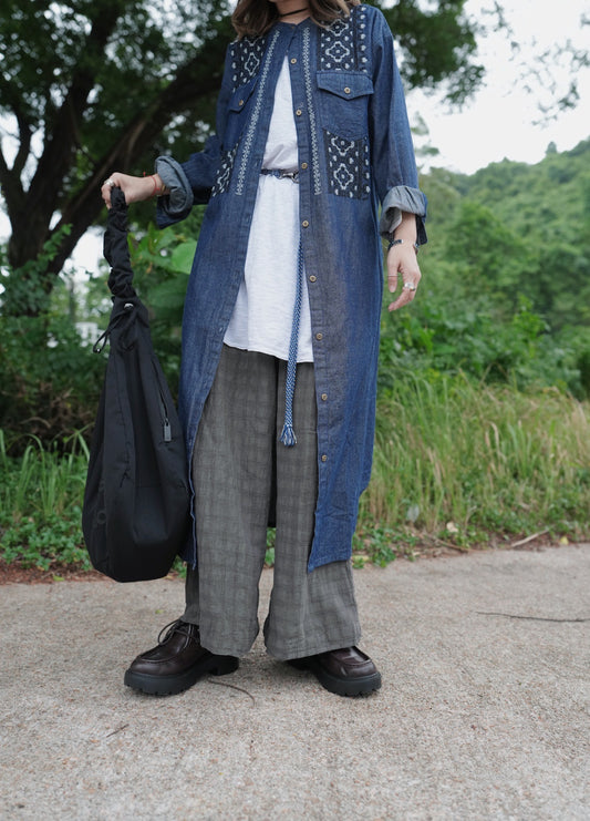 NA459 EMBROIDERED DENIM DRESS